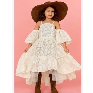 Joyfolie Cream Lace Off-Shoulder High-Low Dress NWT size 8